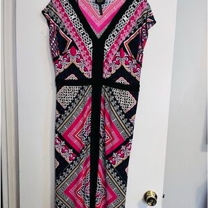 Laundry by Shelli Segal Power Pink Multi Color Maxi Dress size 12